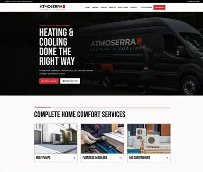Atmoserra heating and cooling website designed by Partopia