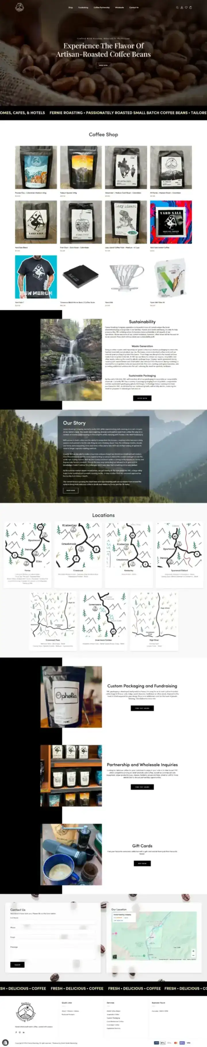 Fernie Roasting website designed by Partopia