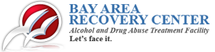 A logo with a red, blue, and white logo.