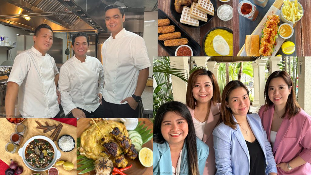 A collage of photos of chefs posing for a photo.