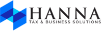 Logo for Hanna Tax & Business Solutions with geometric blue shapes on the left and the company name in bold black text.