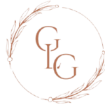 An emblem with the letters "C" and "G" intertwined inside a circular wreath design with leaves.